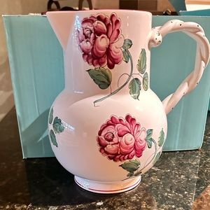 Rose print porcelain set- vase, bowl, pitcher